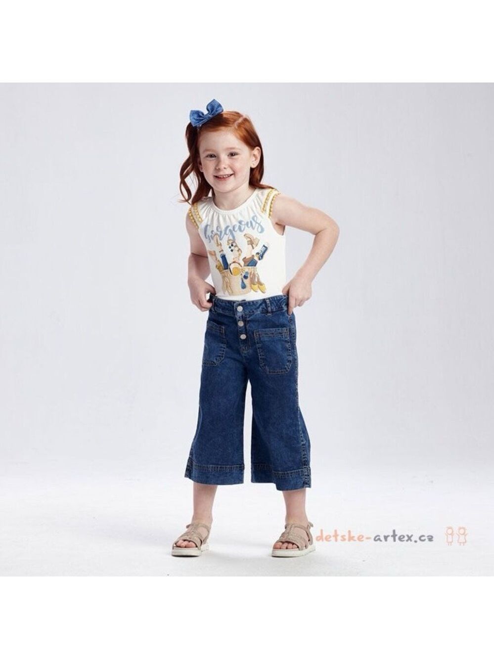 Size 8 Girls Mayoral Kids Blue Denim Wide-Leg Jeans